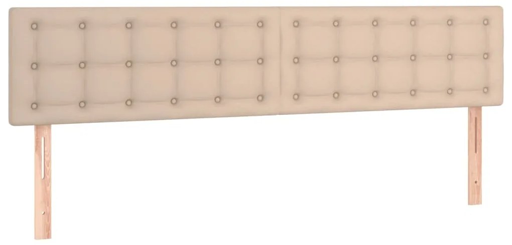 Cabeceira cama c/ LED couro artificial 180x5x78/88cm cappuccino