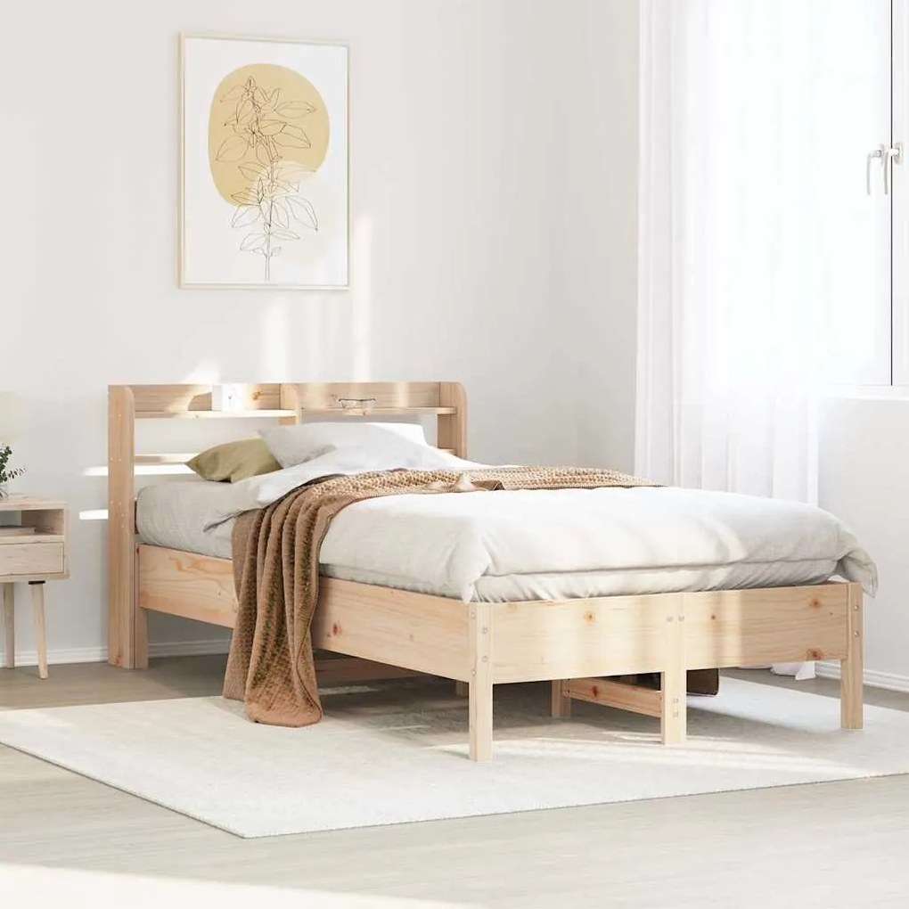 vidaXL Cama sem colchão 100x200 cm madeira de pinho maciça