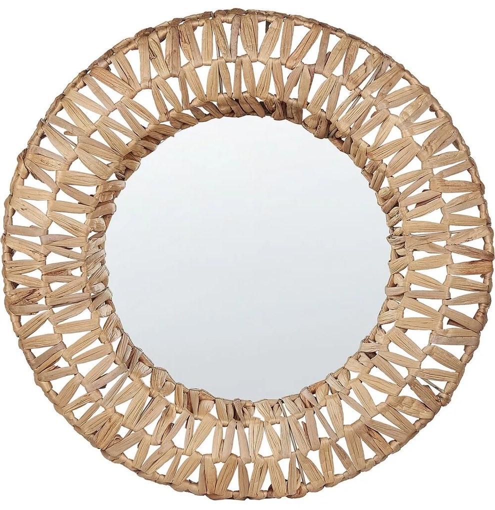 Espelho de parede redondo em fibra de jacinto de água creme ⌀ 58 cm SABAOI Beliani