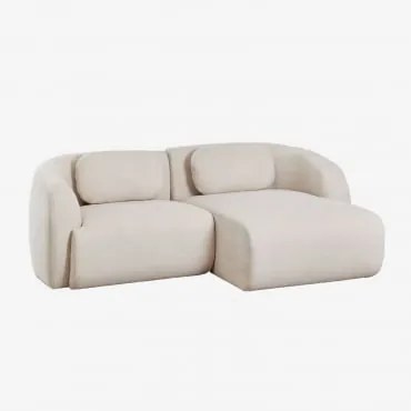 Sofá Modular Coquette De Chenille De 2 Peças Com Chaise Longue Tecido Chenille Beige Creme - Sklum
