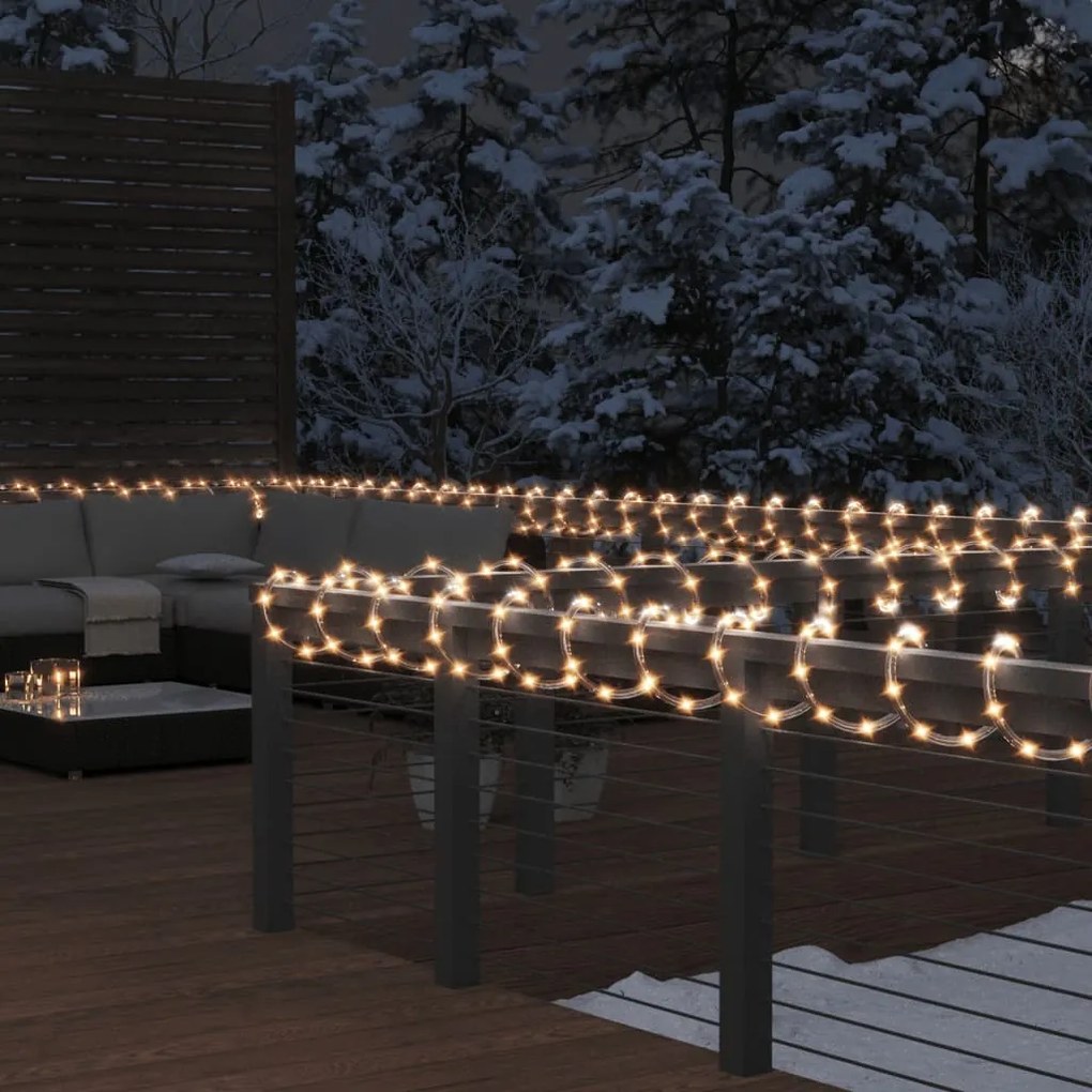 343308 vidaXL Cordão de luzes com 480 luzes LED 20 m PVC branco quente