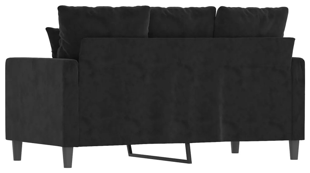 Sofá de 2 lugares veludo 120 cm preto