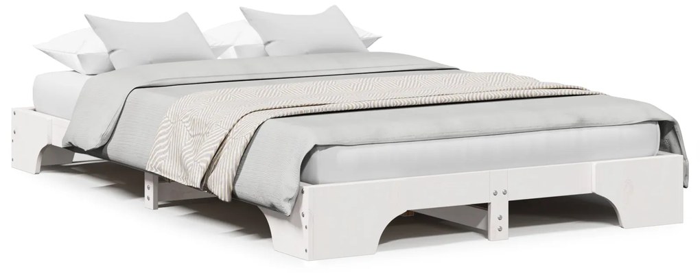 Estrutura de Cama Branca Madeira Maciça 120 x 200 cm Retangular
