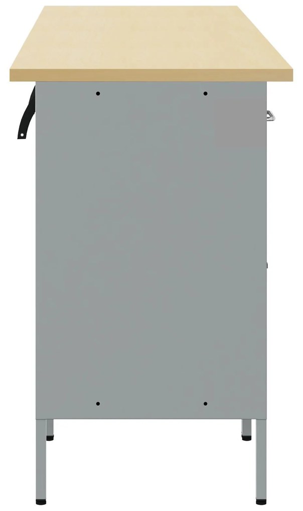 Conjunto de Mobiliário de Trabalho de 4 Peças em Preto e Cinza de Made