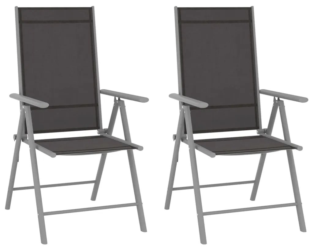 vidaXL Cadeiras de jardim dobráveis 2 pcs textilene preto