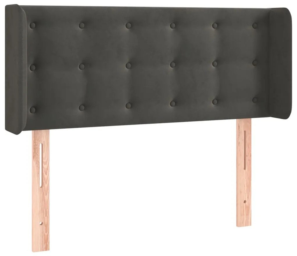 Cabeceira cama c/ luzes LED veludo 103x16x78/88 cm cinza-escuro