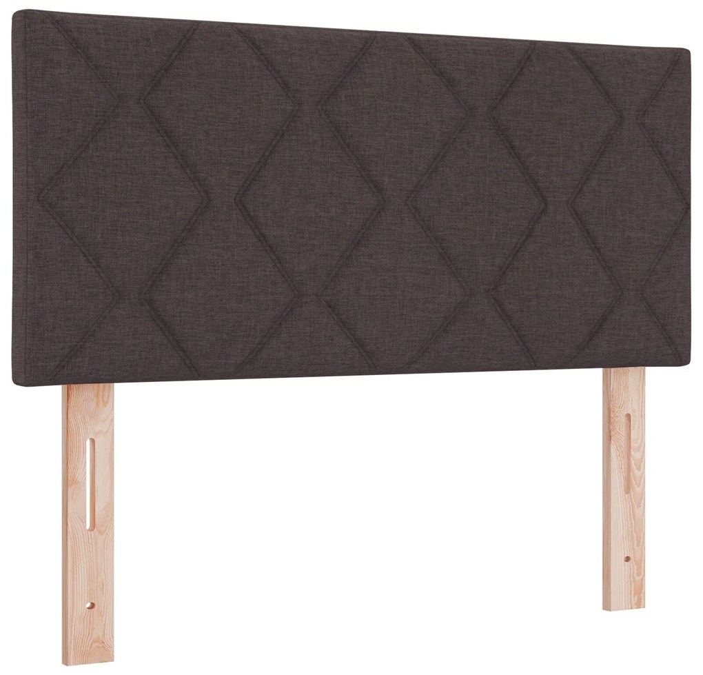 Cama Box Spring com Colchão & LED Marrom Escuro 120x200 cm Tecido