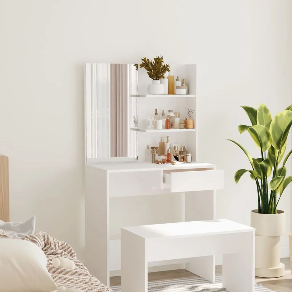 802804 vidaXL Toucador com espelho 74,5x40x141 cm branco