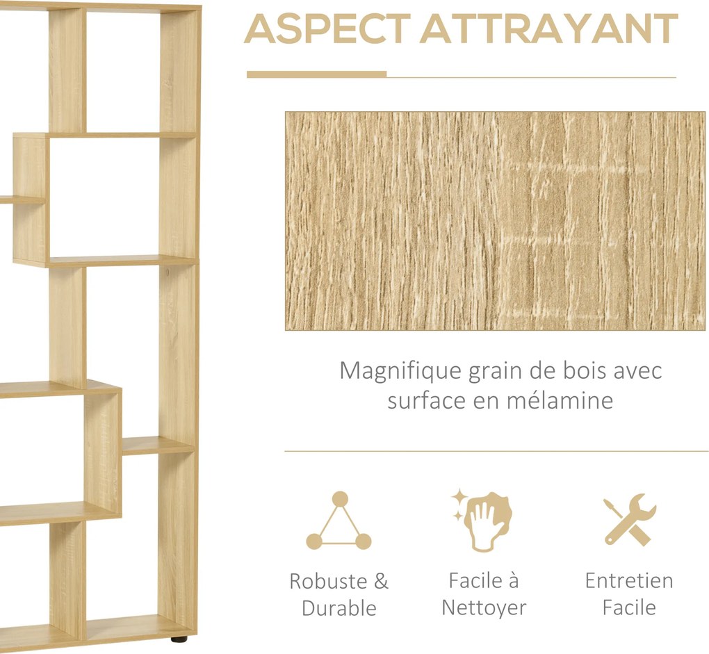 Estante Zig Zag, Design Contemporâneo, 70 x 24 x 178 cm, Painéis de aglomerado de madeira natural