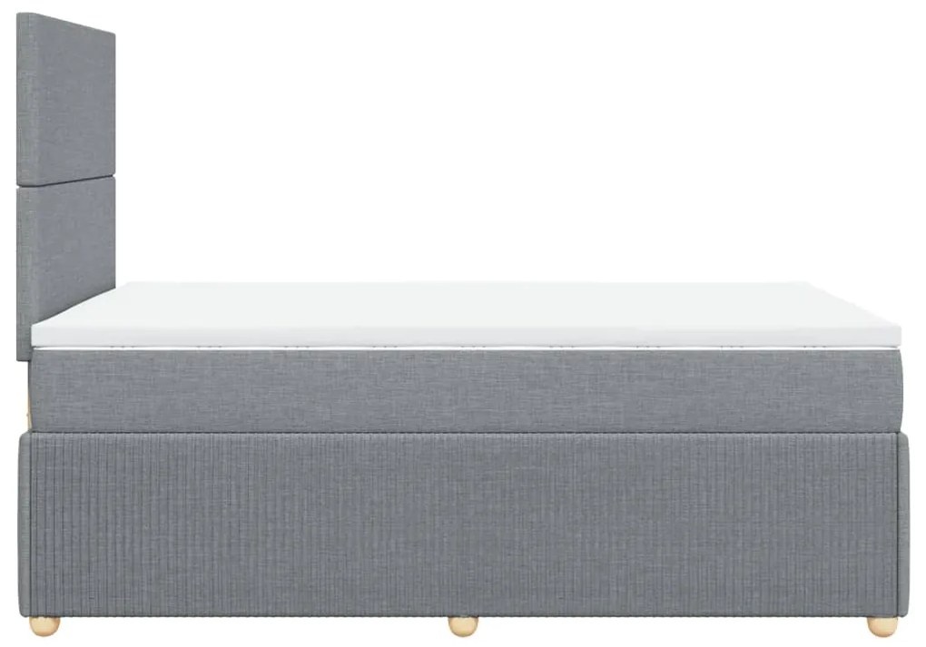 Cama boxspring com colchão 120x190 cm tecido cinzento-claro