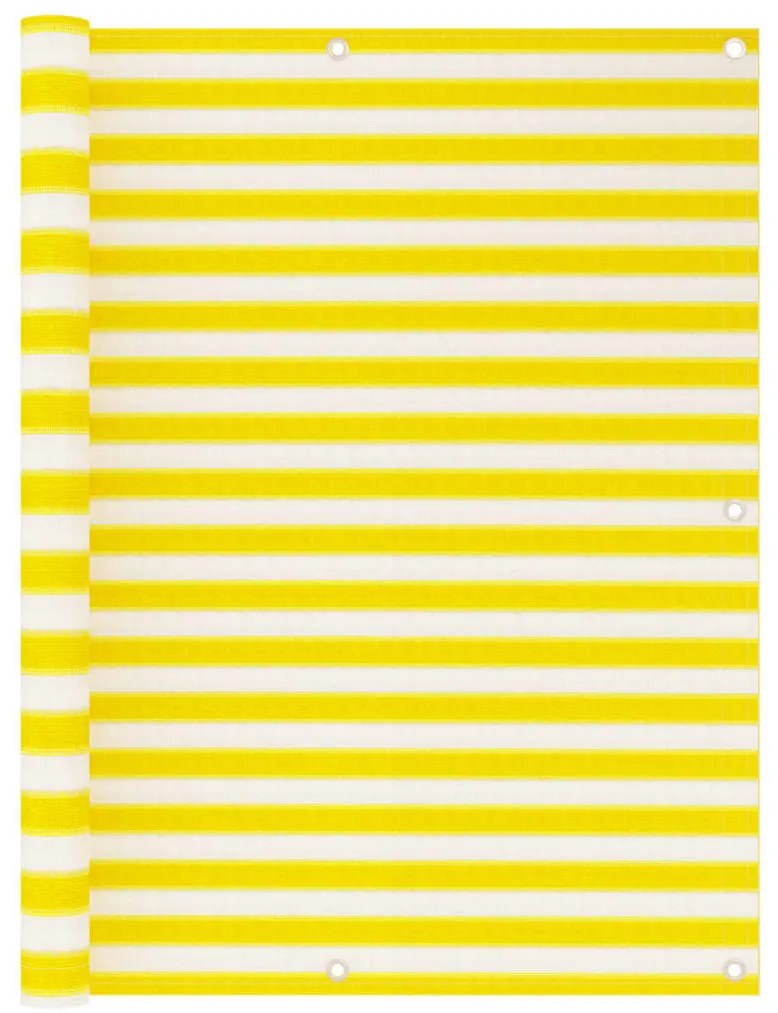vidaXL Tela de varanda 120x400 cm PEAD amarelo e branco