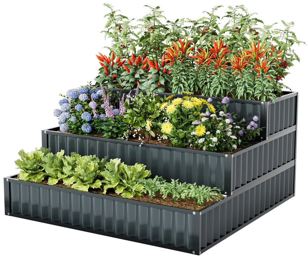 Canteiro elevado com treliça 112 cm floreira metálica para plantas trepadeiras, vegetais, plantas trepadeiras, flores