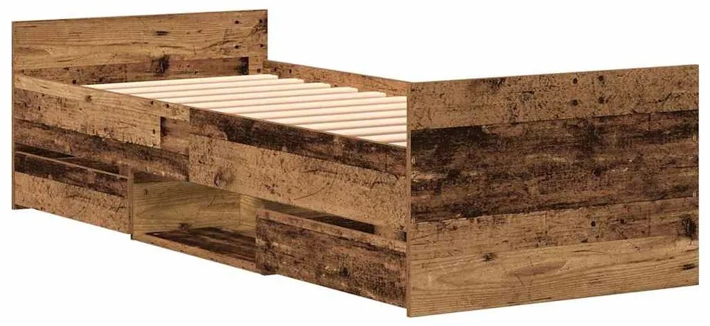 Cama vidaXL sem Colchão Madeira Antiga 75x190 cm Madeira de Engenharia