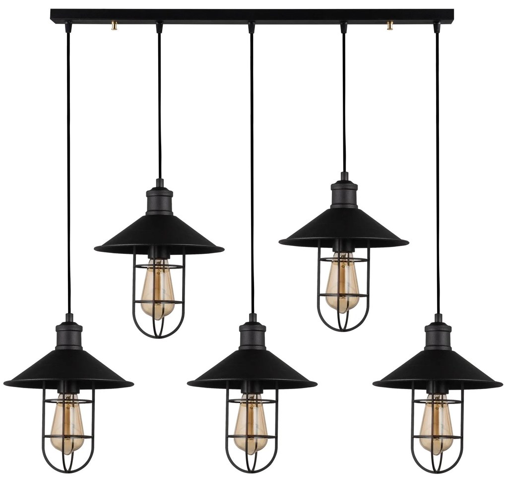 Candeeiro Suspenso Ayazma – Preto – 94 x 24 cm