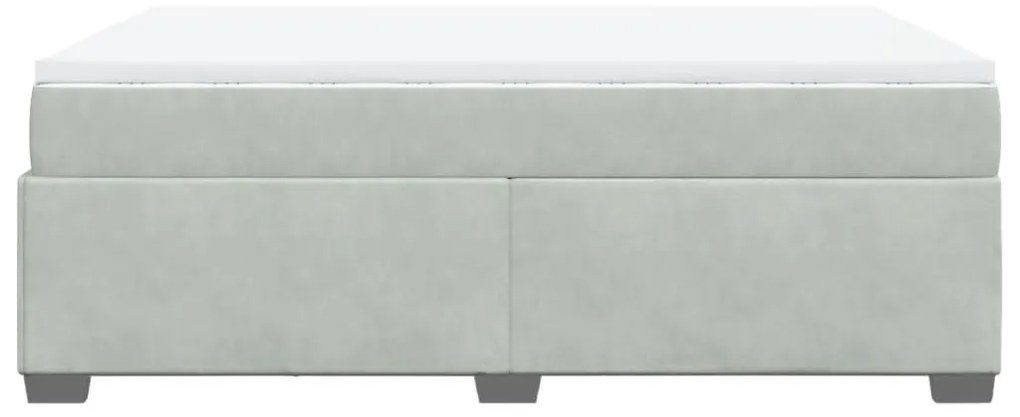 Cama com molas/colchão 160x200 cm veludo cinzento-claro