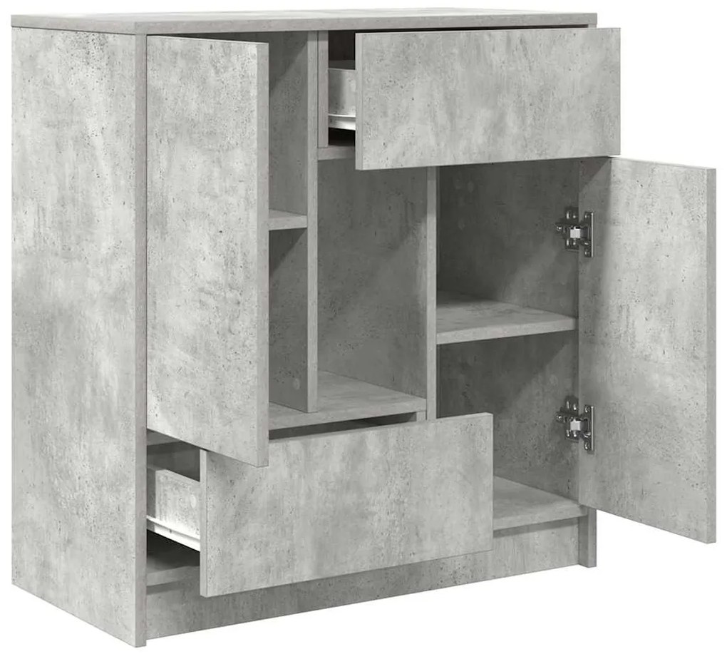 Aparador com gavetas e portas 70,5x34x74,5 cm cinza cimento