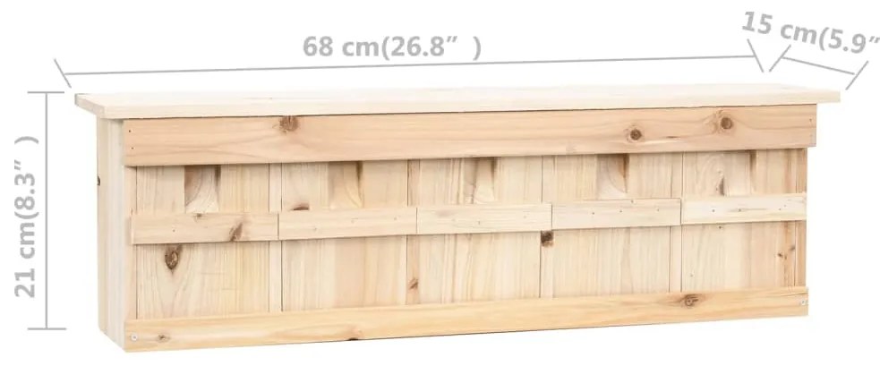 Casa para pardais com 5 divisões 68x15x21 cm madeira de abeto