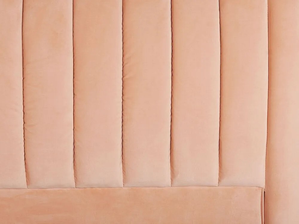 Cama de casal em veludo rosa pêssego 160 x 200 cm MARVILLE Beliani