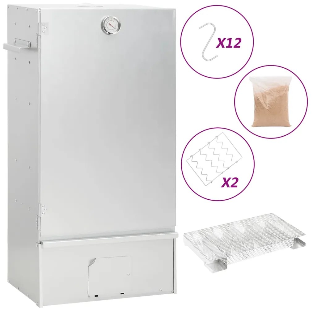 vidaXL Defumador p/ churrasqueira c/ gerador fumo frio aço galvanizado