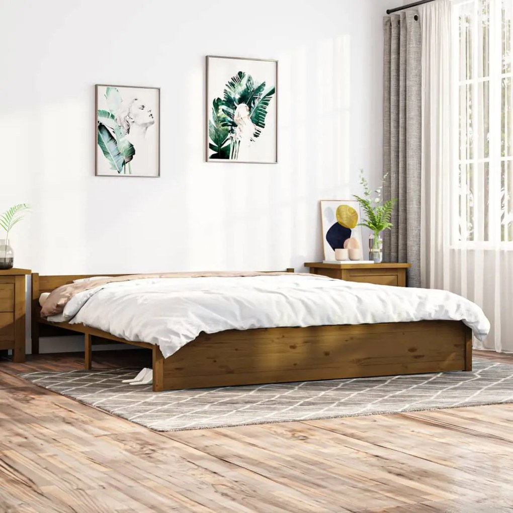 vidaXL Estrutura de cama super king 180x200 cm madeira castanho-mel