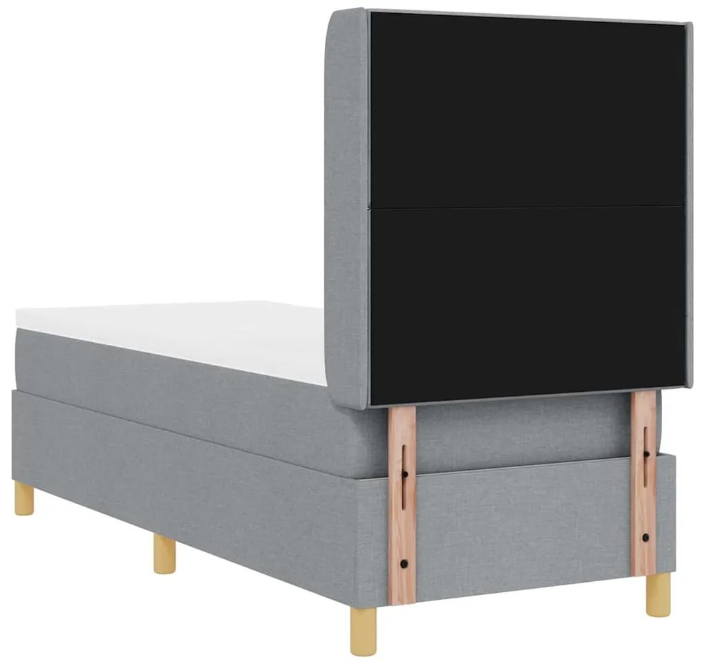Cama Box Spring vidaXL com Colchão &amp; Luz LED Cinza Claro 80x200 cm Tec