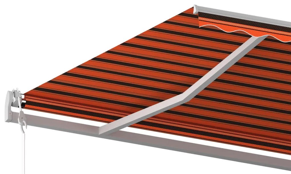 Toldo retrátil manual com postes 6x3,5 m laranja e castanho