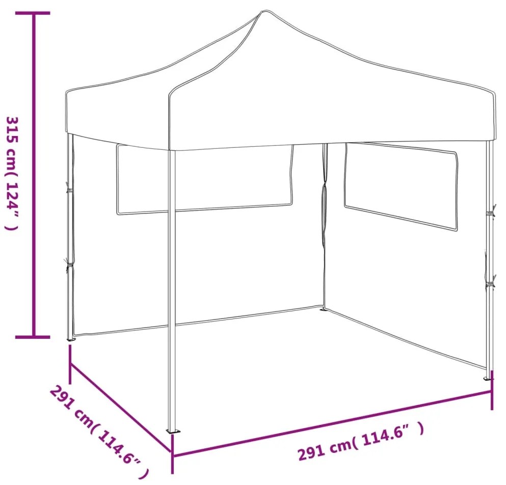 Tenda festas pop-up dobrável 2 paredes laterais 3x3 m antracite