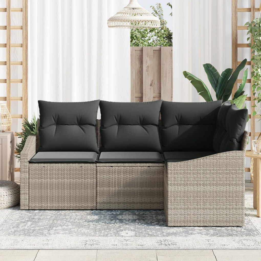 Conjunto de Jantar de Jardim com 4 Peças e Almofadas Cinza Claro em Vi