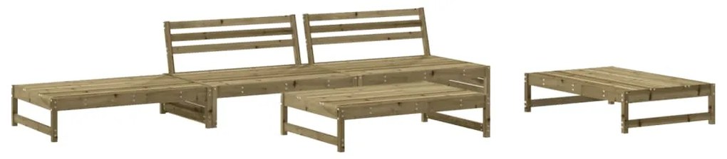 5 pcs conjunto lounge de jardim c/ almofadões pinho impregnado