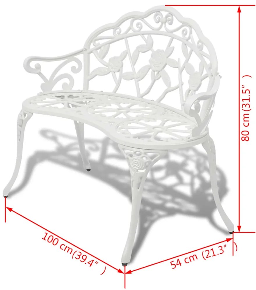 Banco de jardim 100 cm alumínio fundido branco