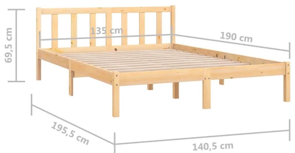 Estrutura de cama casal 135x190 cm pinho maciço