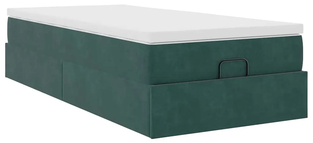 Estrutura de cama otomana vidaXL com colchão verde escuro Veludo
