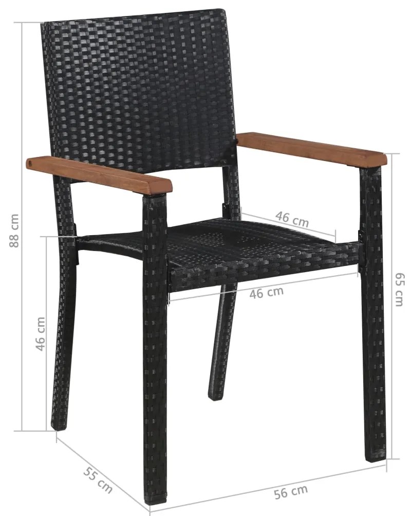 9 pcs conjunto jantar exterior vime PE e madeira acácia preto