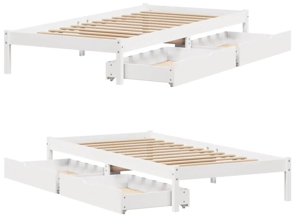 Cama sem colchão 90x200 cm madeira de pinho maciça branco
