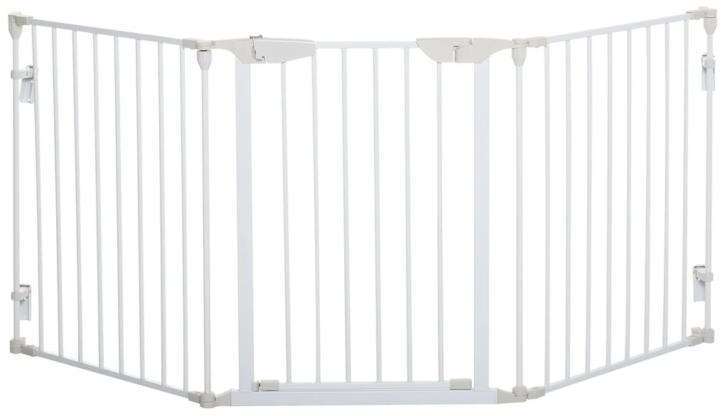 PawHut Barreira de Segurança para Animais de Estimação Barreira Dobrável de 3 Painéis 180x74,5 cm Branco