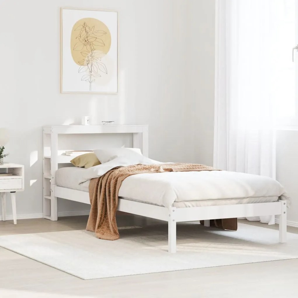 vidaXL Cama sem colchão 90x200 cm madeira de pinho maciça branco