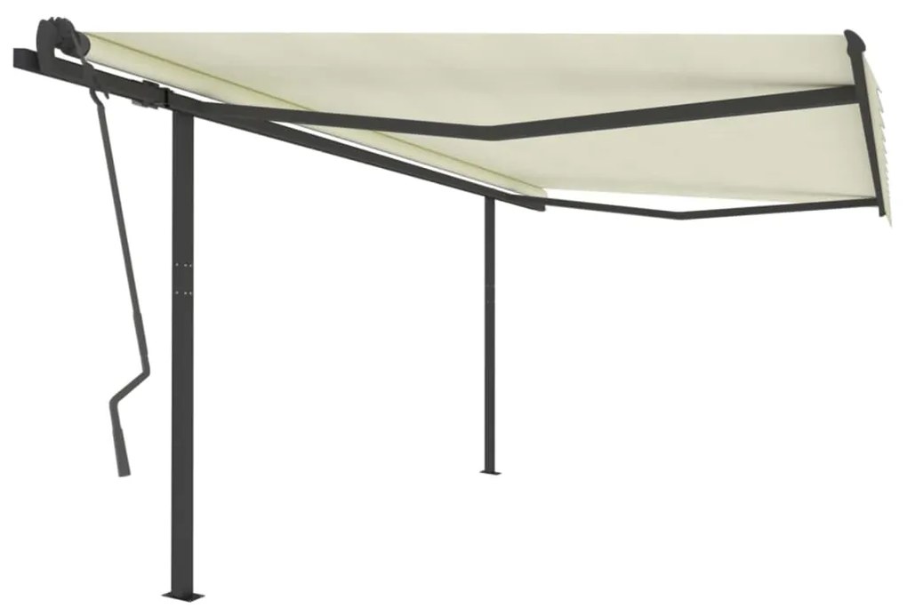 vidaXL Toldo retrátil automático com postes 4x3,5 m cor creme