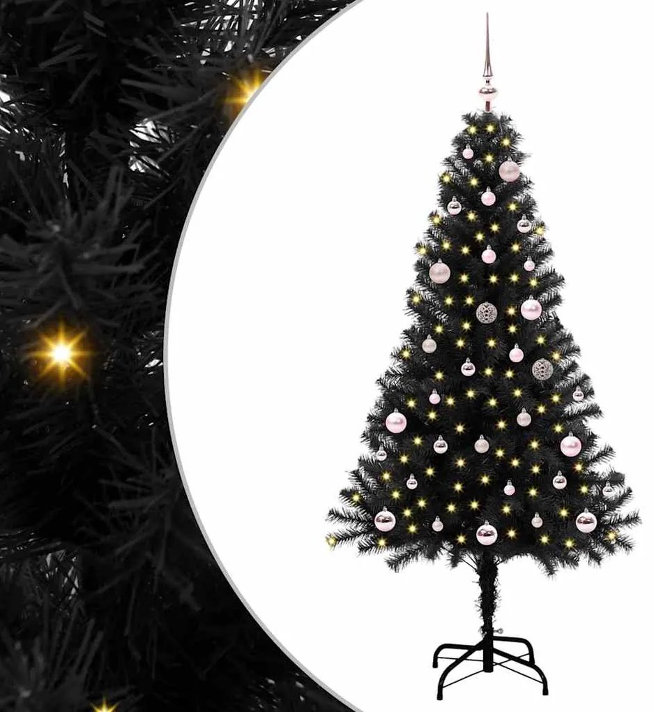 vidaXL Árvore de Natal com 150 LEDs com suporte Preto 150 cm PVC