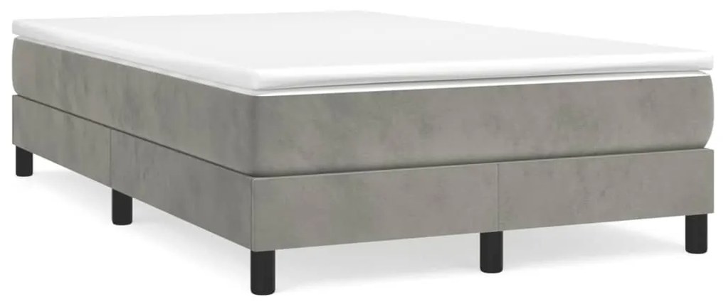 Cama boxspring com colchão 120x190 cm veludo cinzento-claro