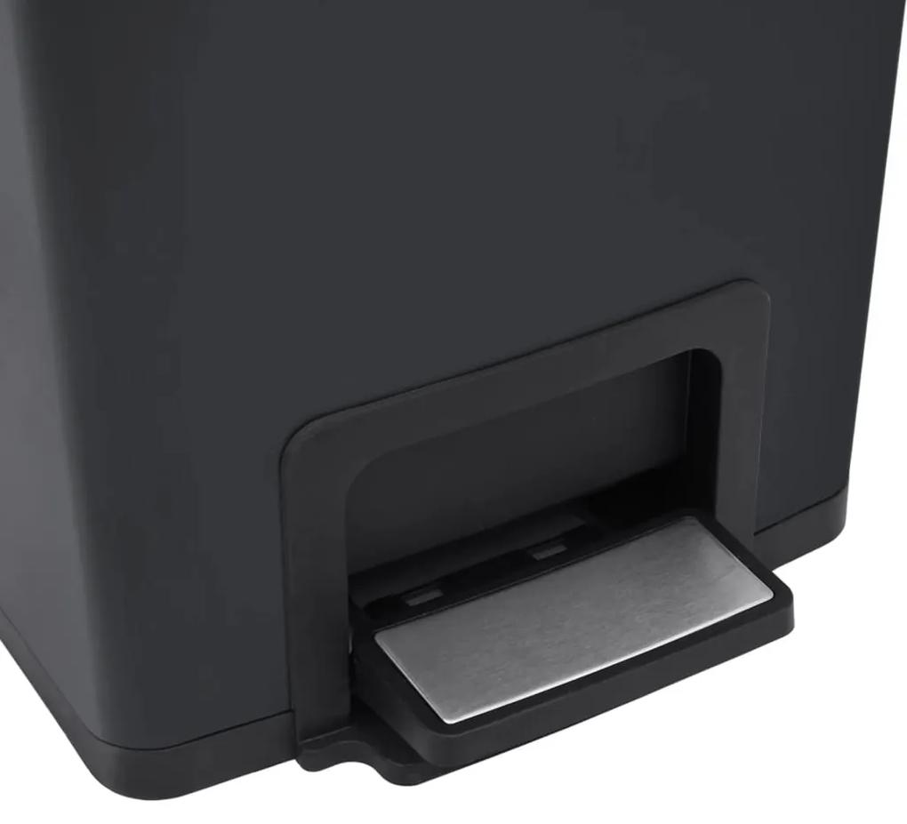 Caixote lixo pedal anti-impressão digital 30 L aço inox. preto