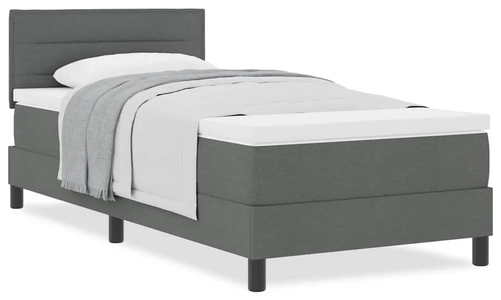 Cama Box Spring com Colchão Cinza Escuro 100x200 cm Tecido