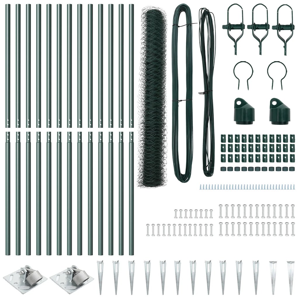 Cerca Hexagonal vidaXL Verde 1.4x25 m Aço