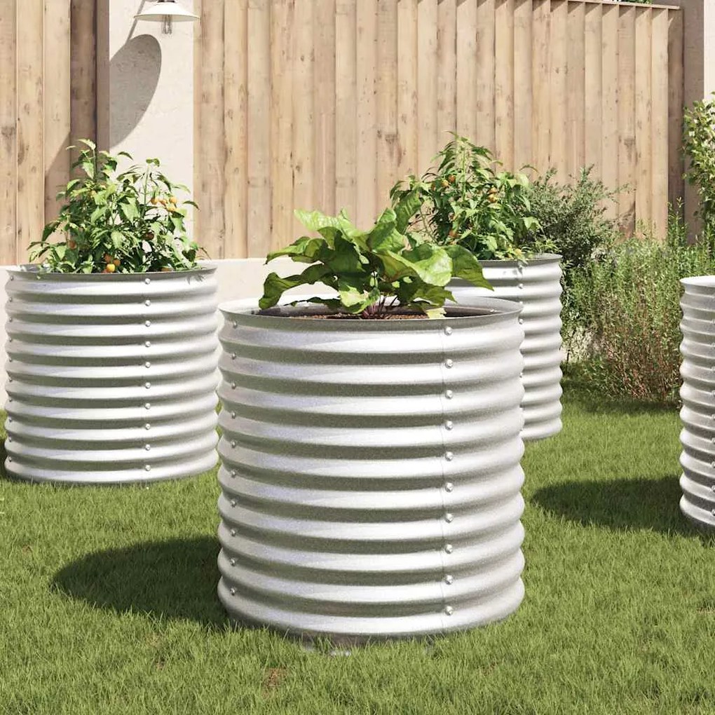 Canteiro/vaso elevado aço galvanizado 80x80x81 cm prateado