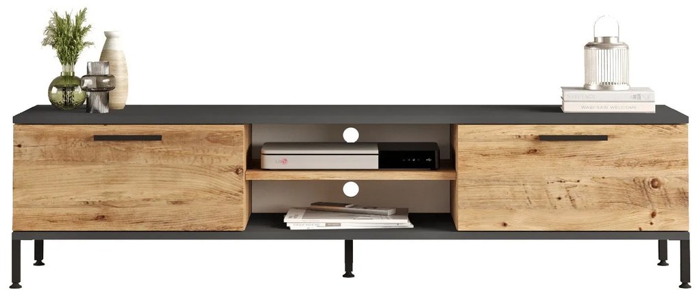 Móvel TV RL1 – Pinho Atlântico e Antracite – 160 cm x 39,1 cm x 35 cm