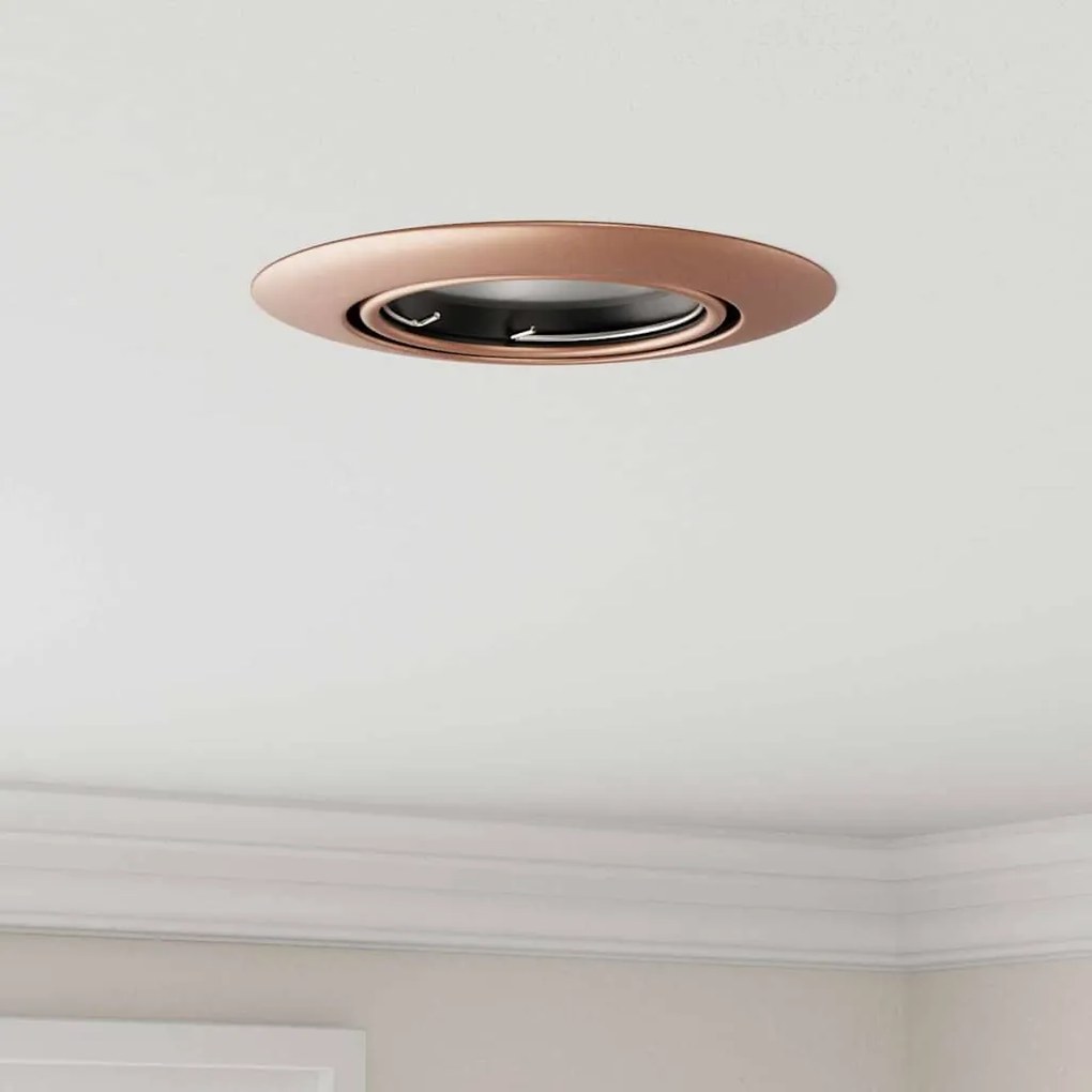 vidaXL Spotlights Embutidos 6 pcs Redondo GU10 Cobre Ø90 mm Aço