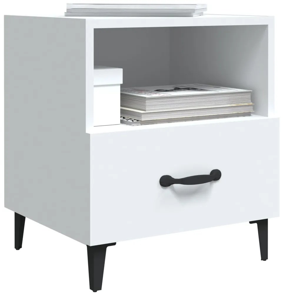 Mesas de cabeceira 2 pcs madeira processada branco