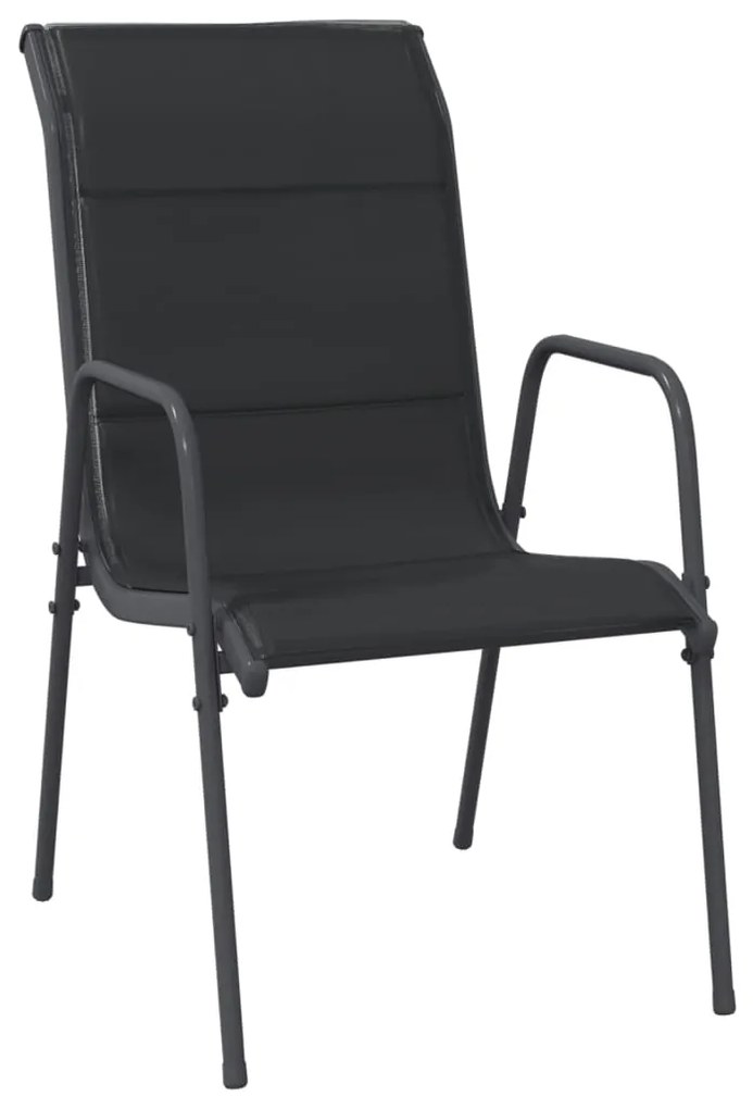 3 pcs conjunto de jantar para jardim aço e textilene preto