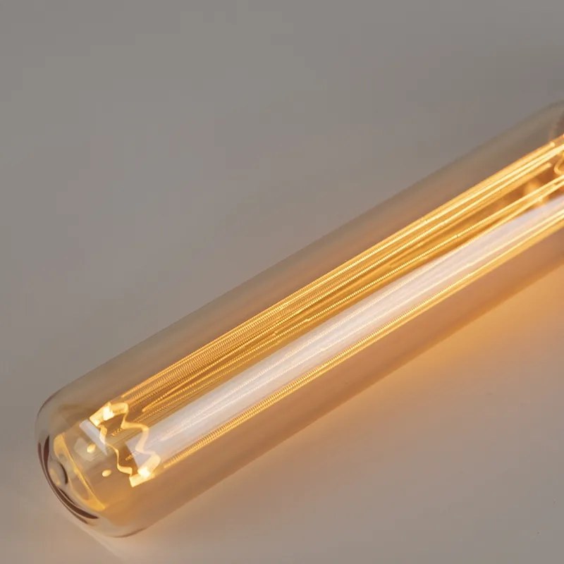 Candeeiro de tubo de filamento LED E27 com vidro âmbar 2W 65 lumens 1800K
