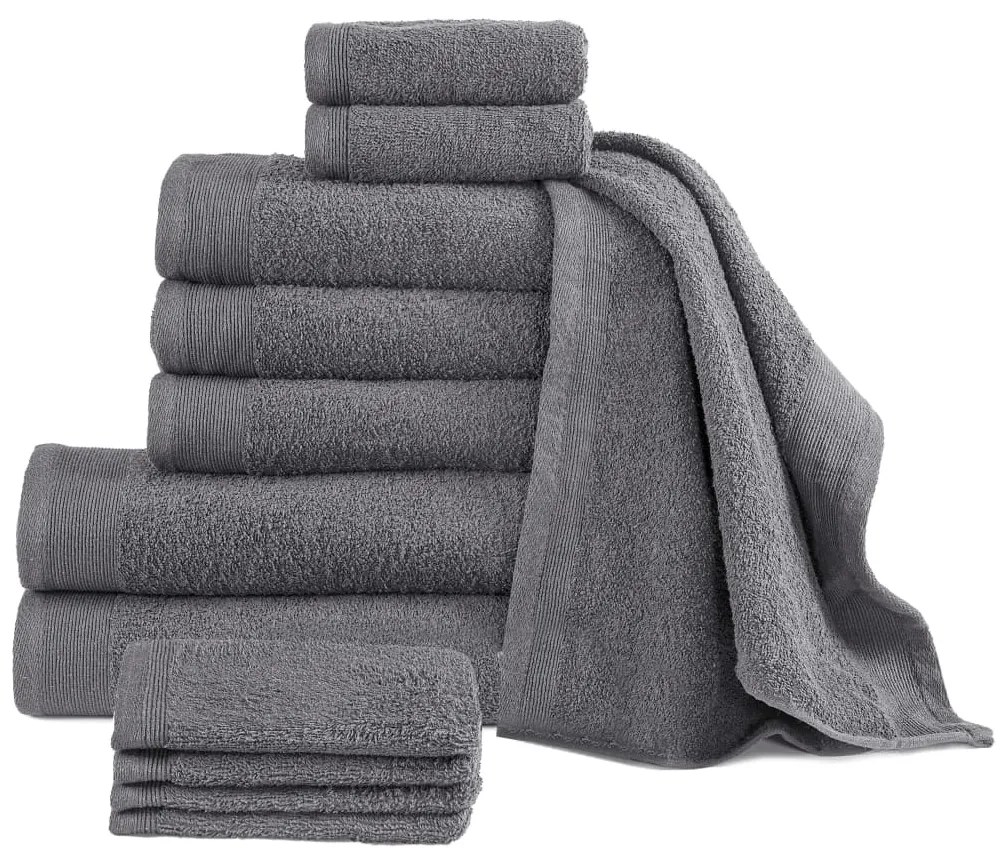 134674 vidaXL Conjunto de toalhas 12 pcs algodão 450 g antracite