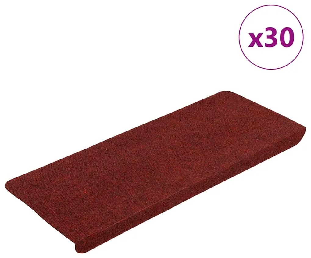 Tapetes de escada adesivos 30 pcs 65x24,5x3,5 cm vermelho